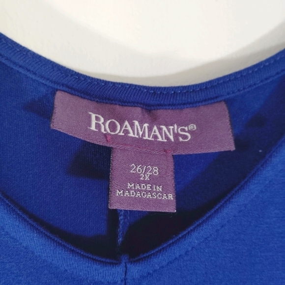 2X Roaman's Maxi Dress 26/28 Beautiful Flowy Sharkbite Hem Blue Soft Comy Long - Picture 5 of 10